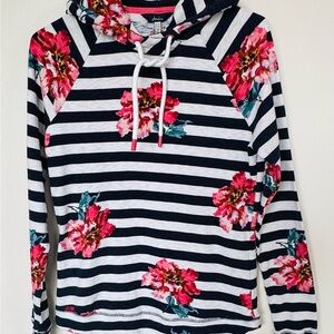 Striped Floral Hoodie - Black and White by Joules.